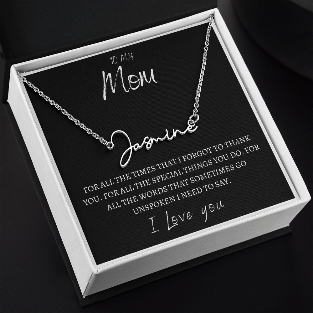 To My Mom Signature Name Necklace