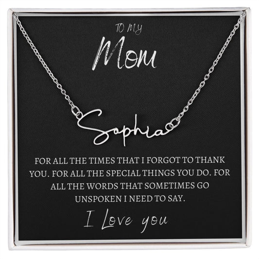 To My Mom Signature Name Necklace